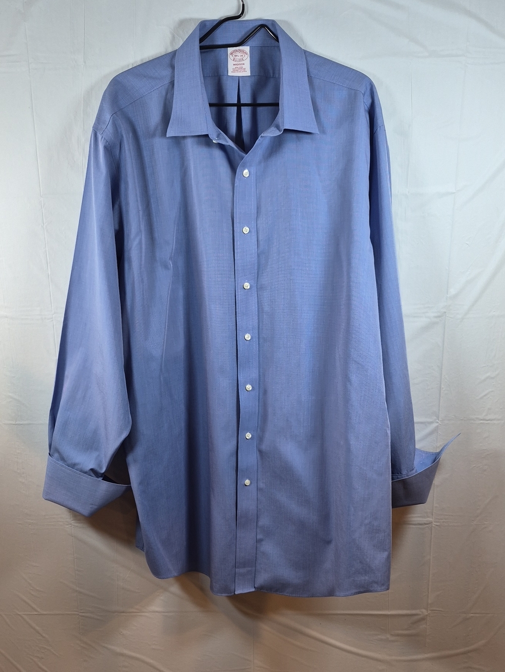 Brooks Brothers Men's Solid Blue Dress Shirt - Size 18.5 - 35 Big & Tall